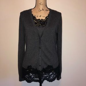 WHBM sweater set with lace accents